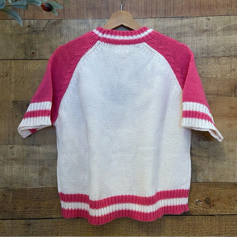 Sweater Short Sleeve Floral Varsity Sweater⭐️NWT Vibrant Flowers - Picture 11 of 14